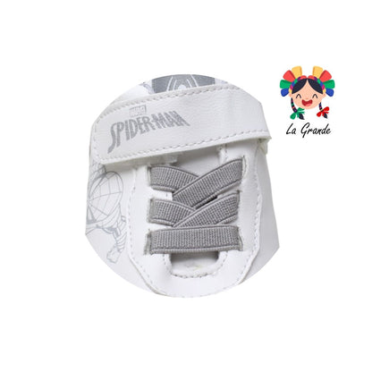 2825 TROPICANA MARVEL Blanco Gris Spiderman Tenis Escolar para Niño y Niña