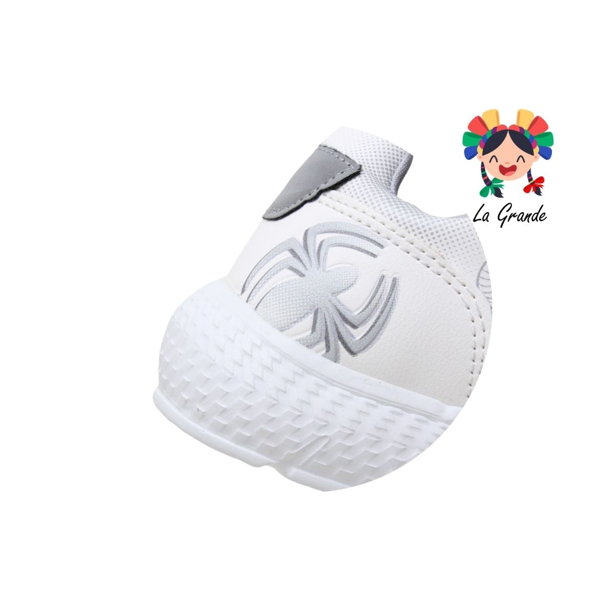 2825 TROPICANA MARVEL Blanco Gris Spiderman Tenis Escolar para Niño y Niña