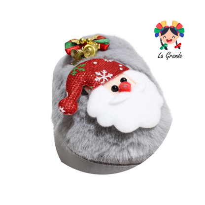 HH-00323 MT Multicolor Santa con Adorno Navideño Pantufla Afelpada para Dama y Joven