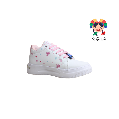 T506-4 DANIELS Blanco Rosa Lumino Tenis Casual para Dama