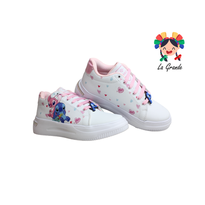 T506-4 DANIELS Blanco Rosa Lumino Tenis Casual para Dama