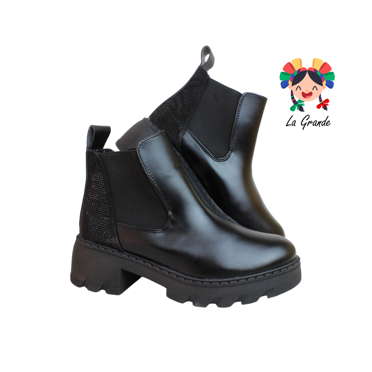 709 YUL Negro Piel Bota para Dama