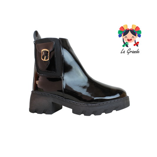 713 YUL Negro Charol Bota para Dama