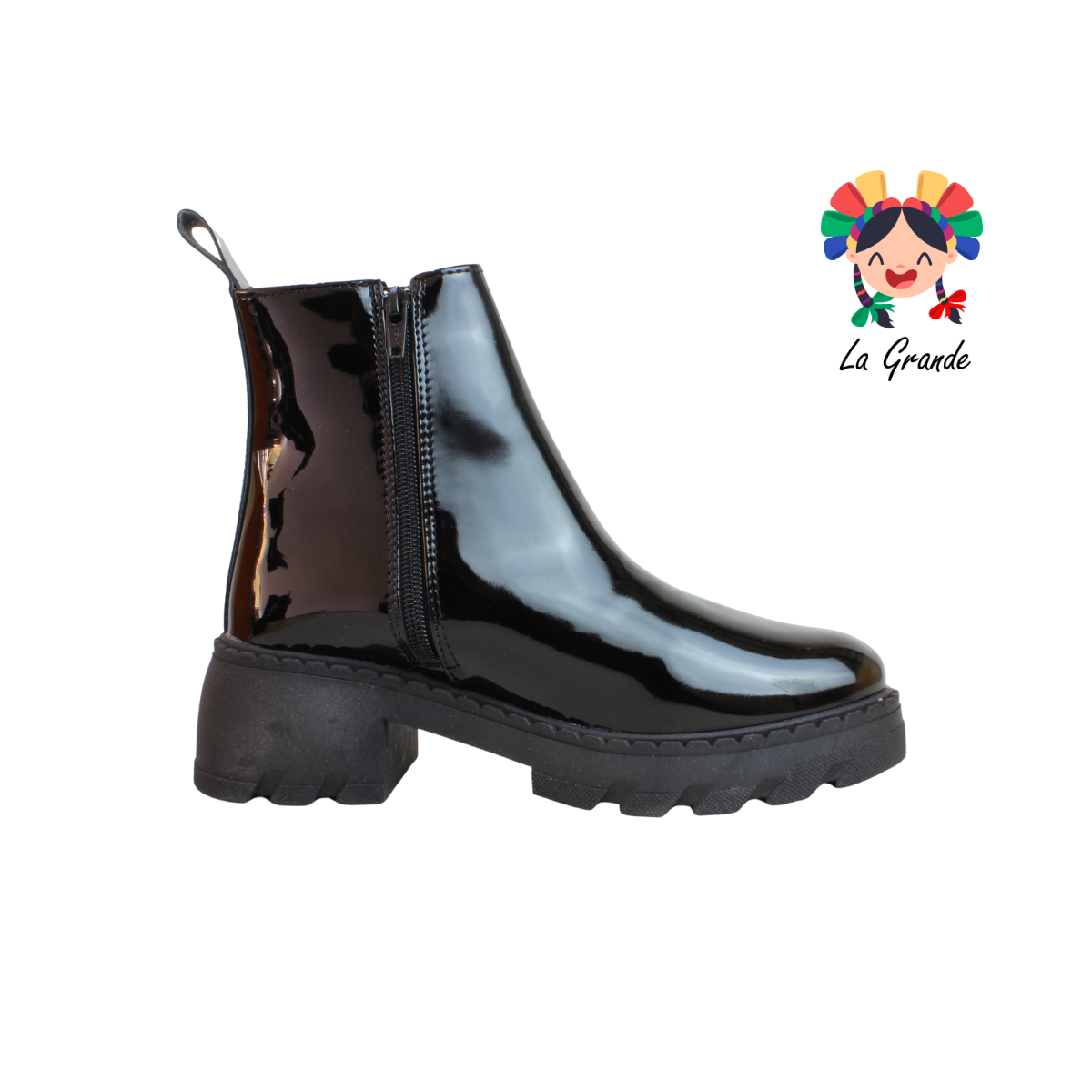 713 YUL Negro Charol Bota para Dama