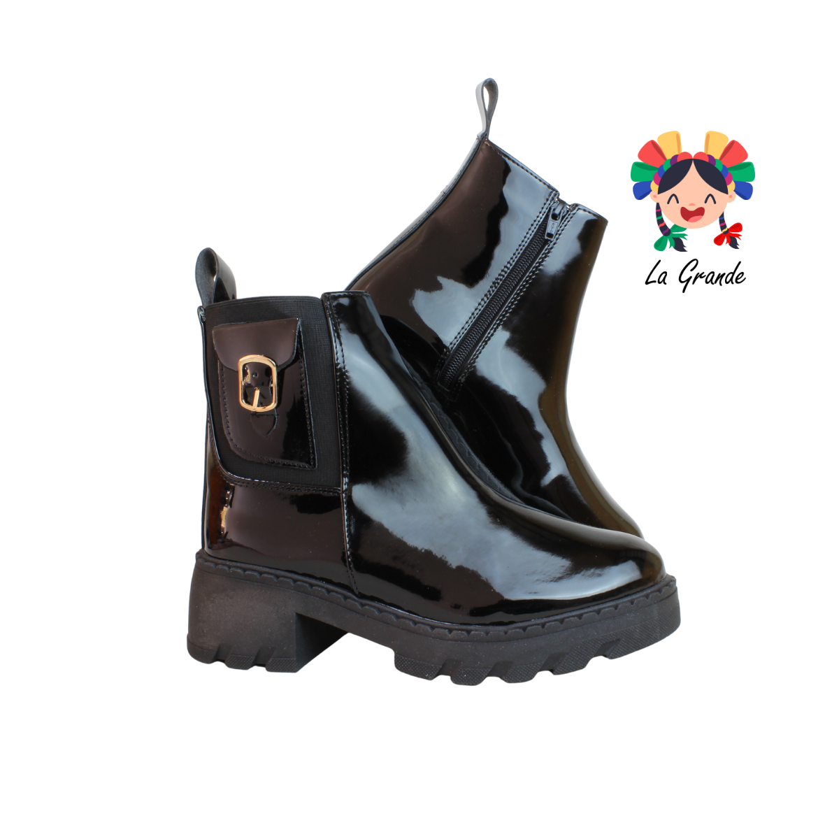 713 YUL Negro Charol Bota para Dama
