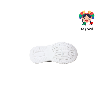 1694 KINGS-LU Blanco Gris Sintético Tenis Escolar para Niña y Niño