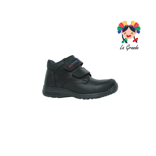 29150 YUYIN Negro Piel Zapato Escolar con Velcro para Niño