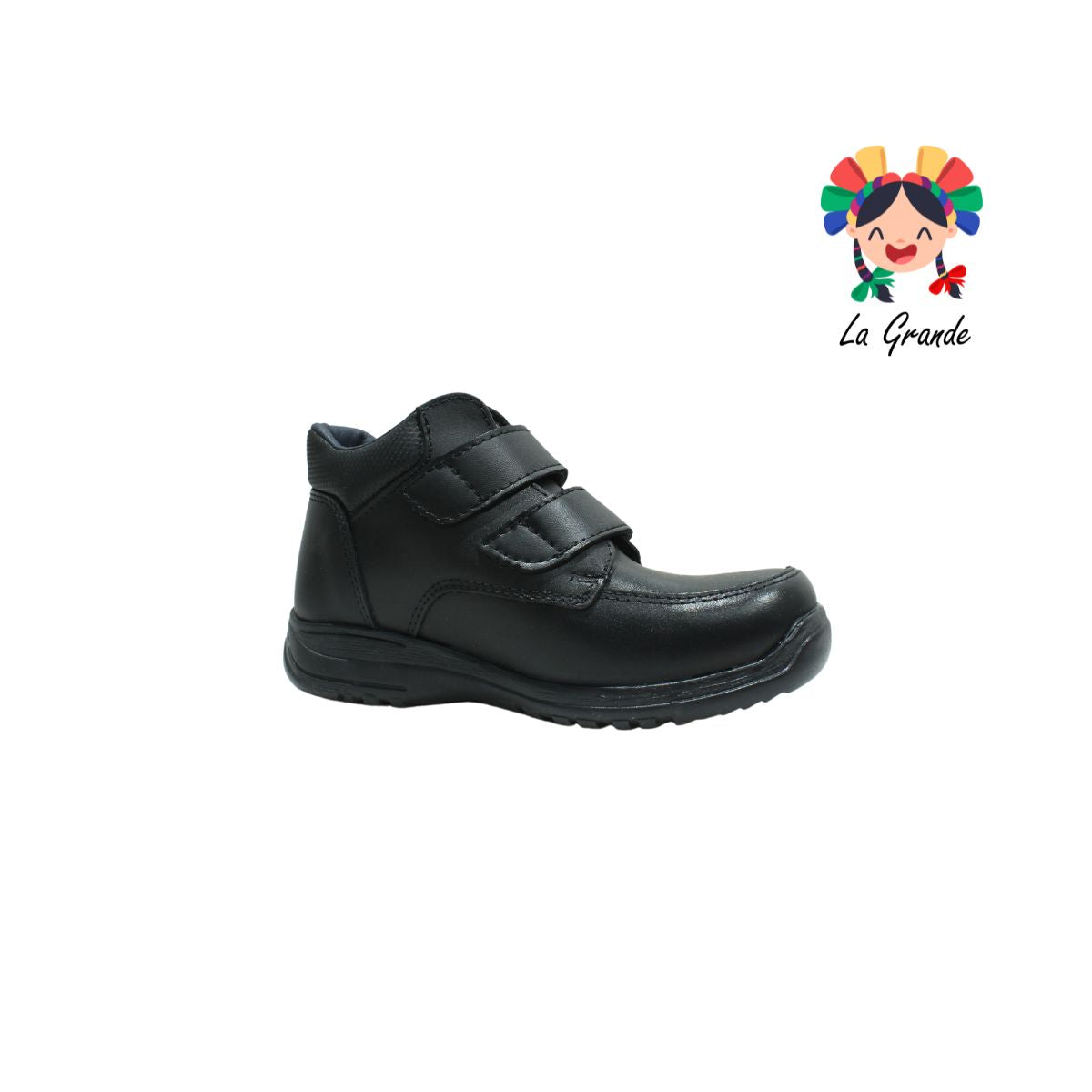 29150 YUYIN Negro Piel Zapato Escolar con Velcro para Niño