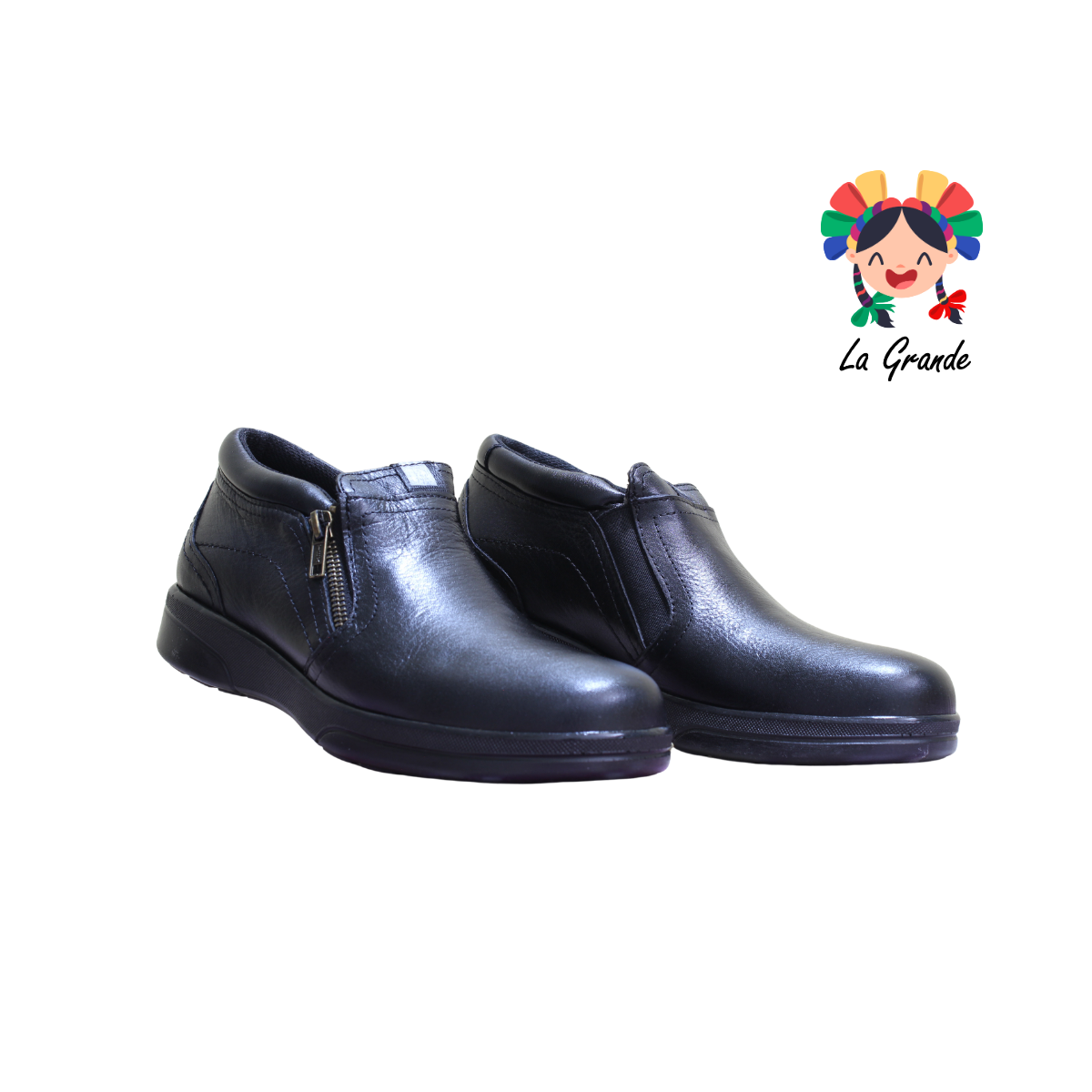 7896 ROMANOS Negro Barcelona Piel Zapato Confort para Caballero