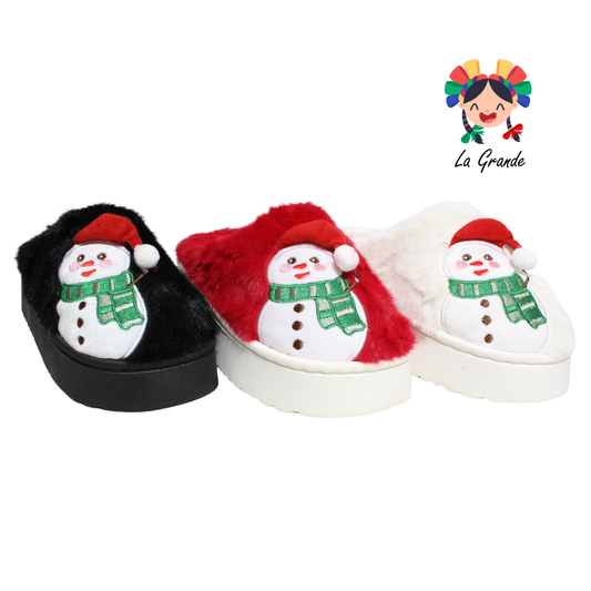 HH-00311 MT Multicolor Muñeco de Nieve Pantufla Afelpada para Dama y Joven