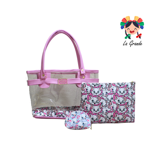 010 Gatita LUCCIANA Rosa Bolsa Transparente Casual para Niña y Dama