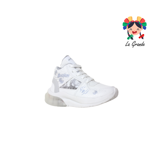 1692 KINGS-LU Blanco Gris Sintético Tenis Casuales con Luces para Niño