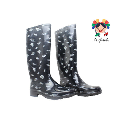 2953 TOP MODA Negro Hortensia Bota de Hule para Dama