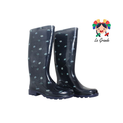 2953 TOP MODA Negro Margarita Bota de Hule para Dama