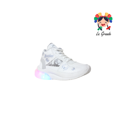 1692 KINGS-LU Blanco Gris Sintético Tenis Casuales con Luces para Niño