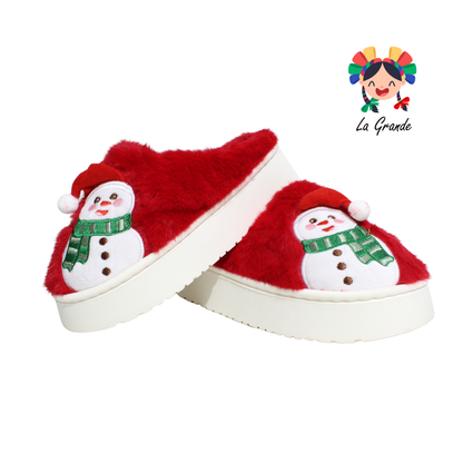 HH-00311 MT Multicolor Muñeco de Nieve Pantufla Afelpada para Dama y Joven