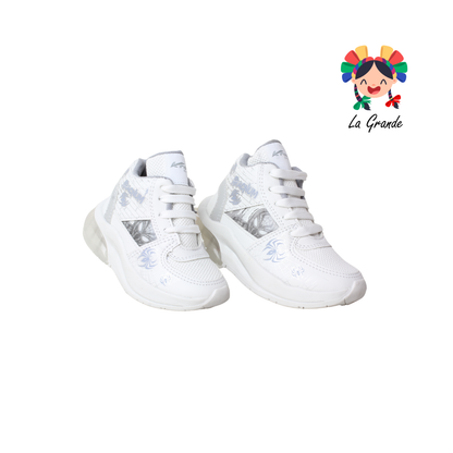 1692 KINGS-LU Blanco Gris Sintético Tenis Casuales con Luces para Niño