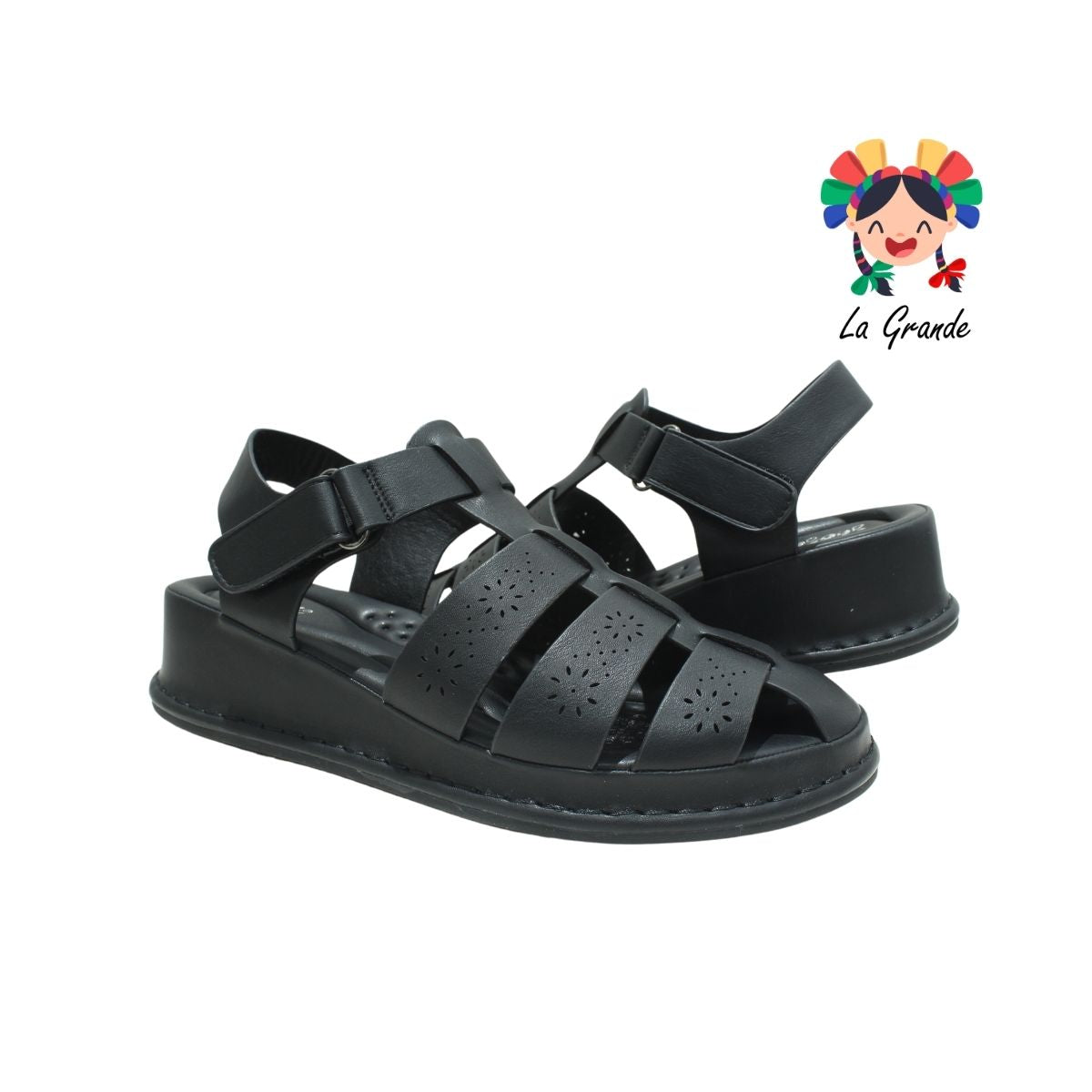 2BC1 SHOSH Negro Sintético Huarache Casual para Dama