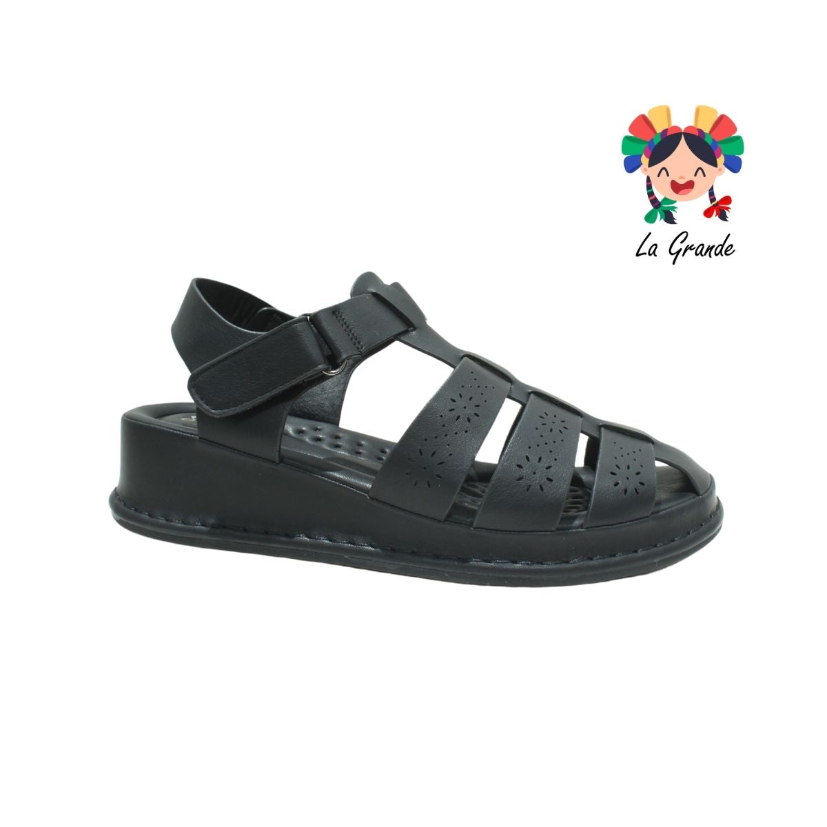 2BC1 SHOSH Negro Sintético Huarache Casual para Dama