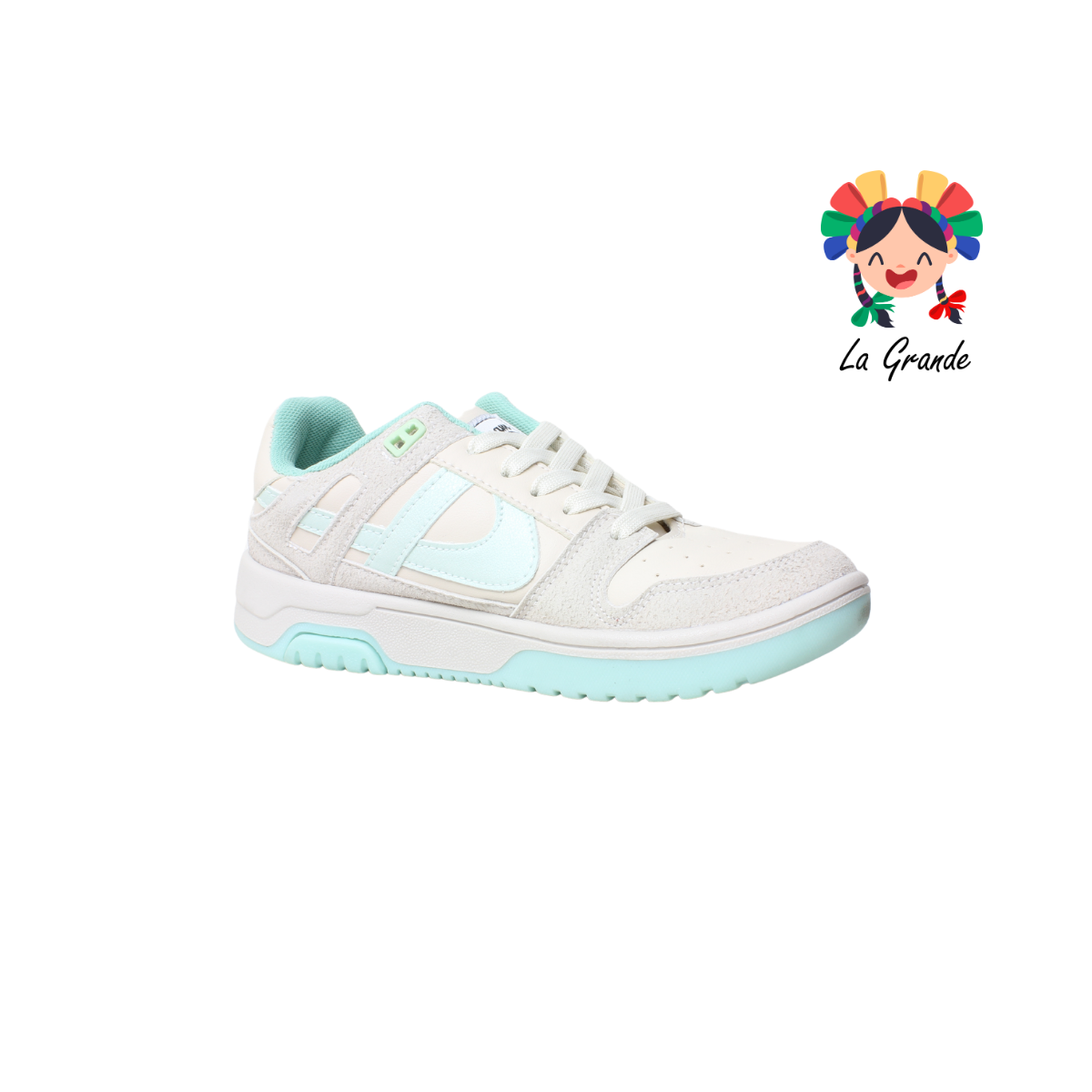 010890 PANAM Napa Gamuza Latte Menta Tenis Casual Original para Dama y Joven