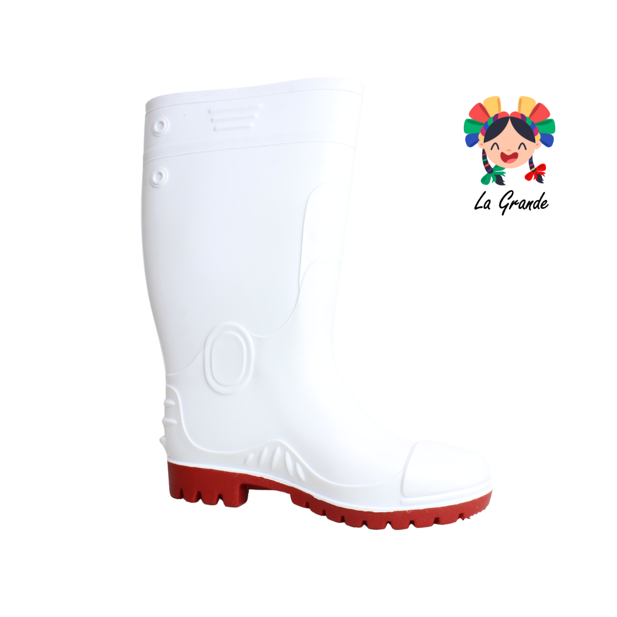 Tauro PINET Blanco Rojo Bota de Hule para Dama, Joven y Caballero