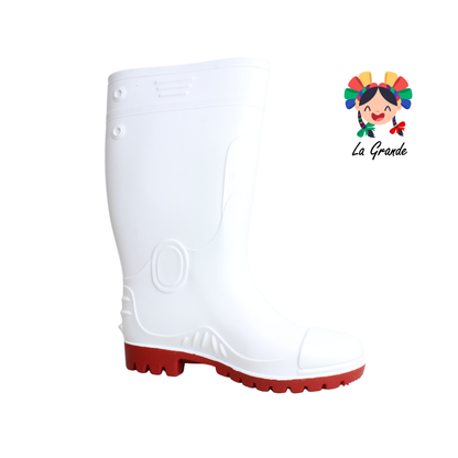 Tauro PINET Blanco Rojo Bota de Hule para Dama, Joven y Caballero