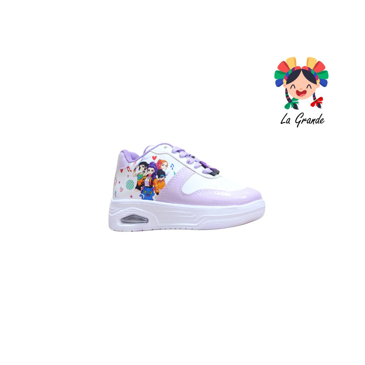 T2-01 DANIELS Blanco Lila Tenis Casual para Niña