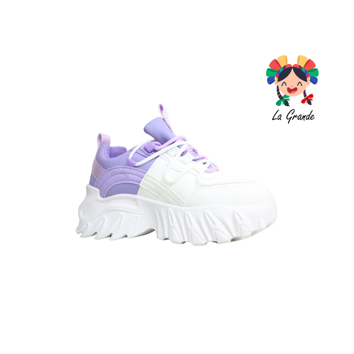 G03-3D FOSUM Blanco Lila Sint Tenis Casual para Dama