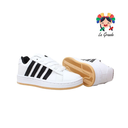 3.0 CHISTORIN Blanco Negro Sint Tenis Casual para Niña, Niño, Dama y Joven