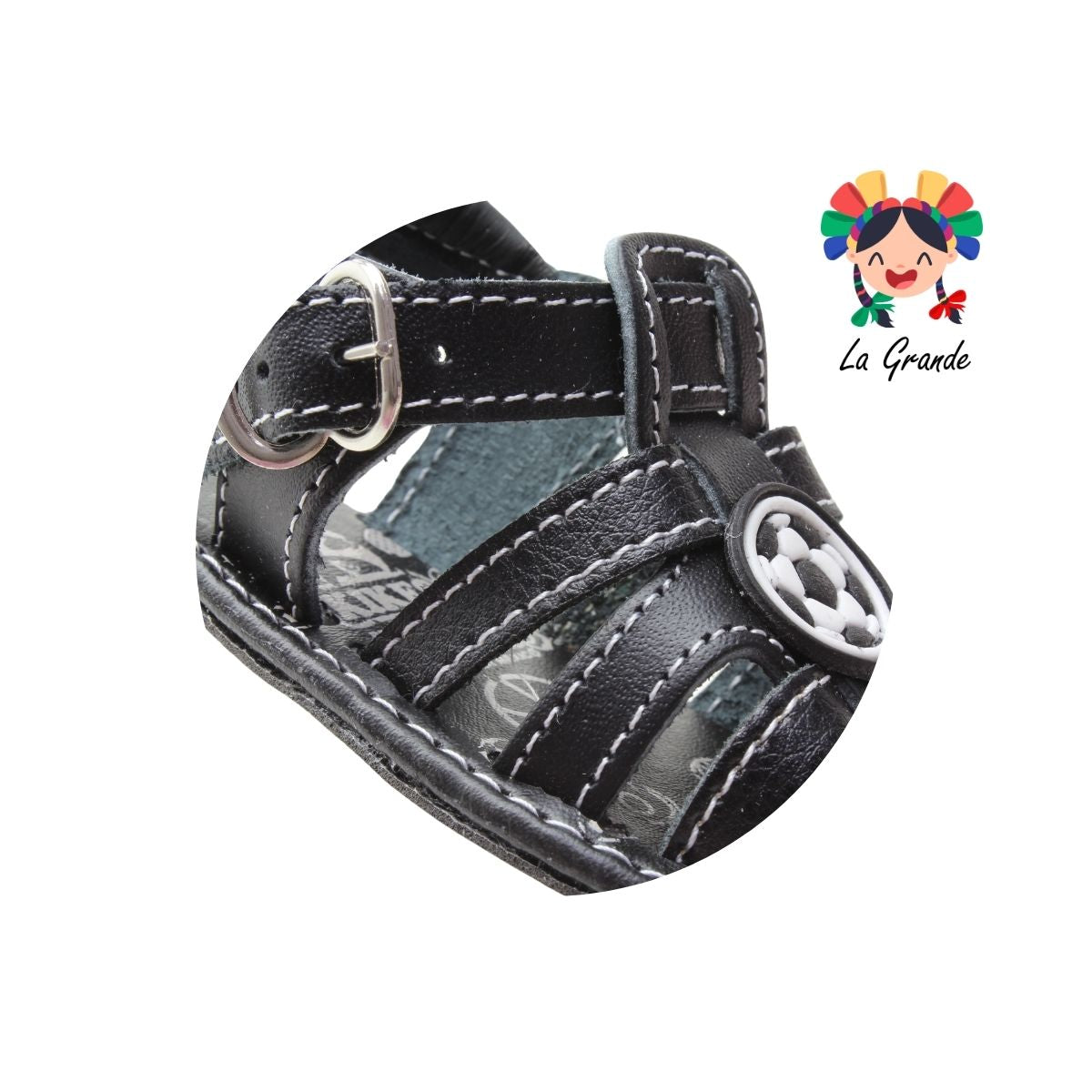 302 KIKES Negro Piel Huarache para Bebé