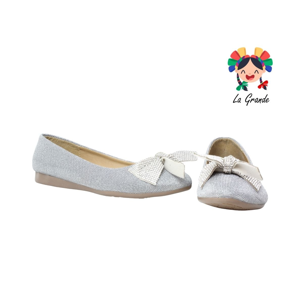 3035 YUL Plata Balerina con Pedrería para Dama