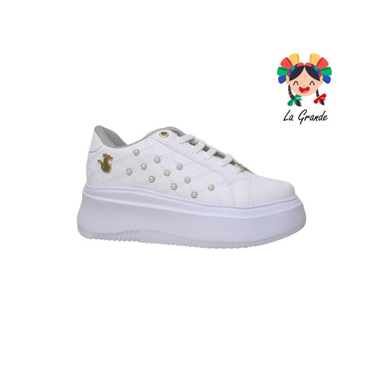 3037 SHADOW Blanco Oro Sint Tenis de Plataforma para Dama