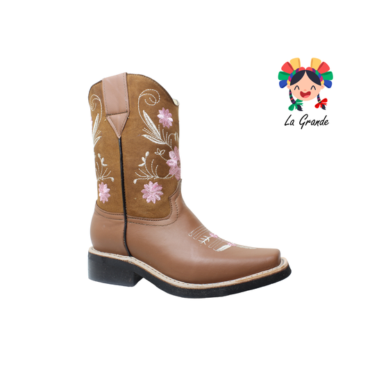 7FLOR RODEO Café Bordado Bota Vaquera para Dama
