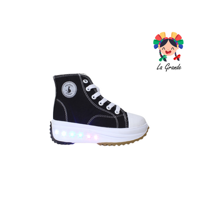 3042 SHADOW Negro Blaco Sint Tenis Casual tipo bota plataforma para Niña