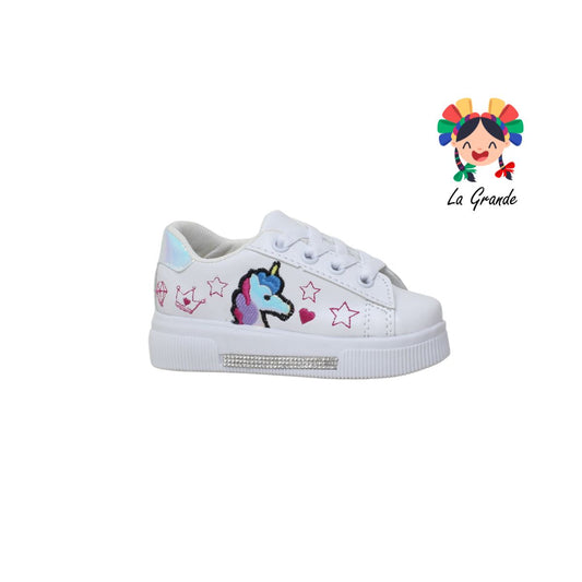 304 UNICORNIO ANDRE LOV Blanco Sint Tenis Casual para Niña y Dama