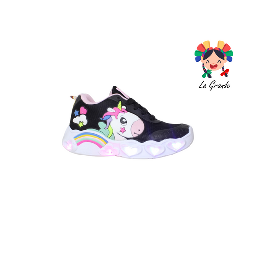 3050 UNICORNIO PLAY COLORS Ngo Rosa Sint Tenis Casual con Luces Led para Niña