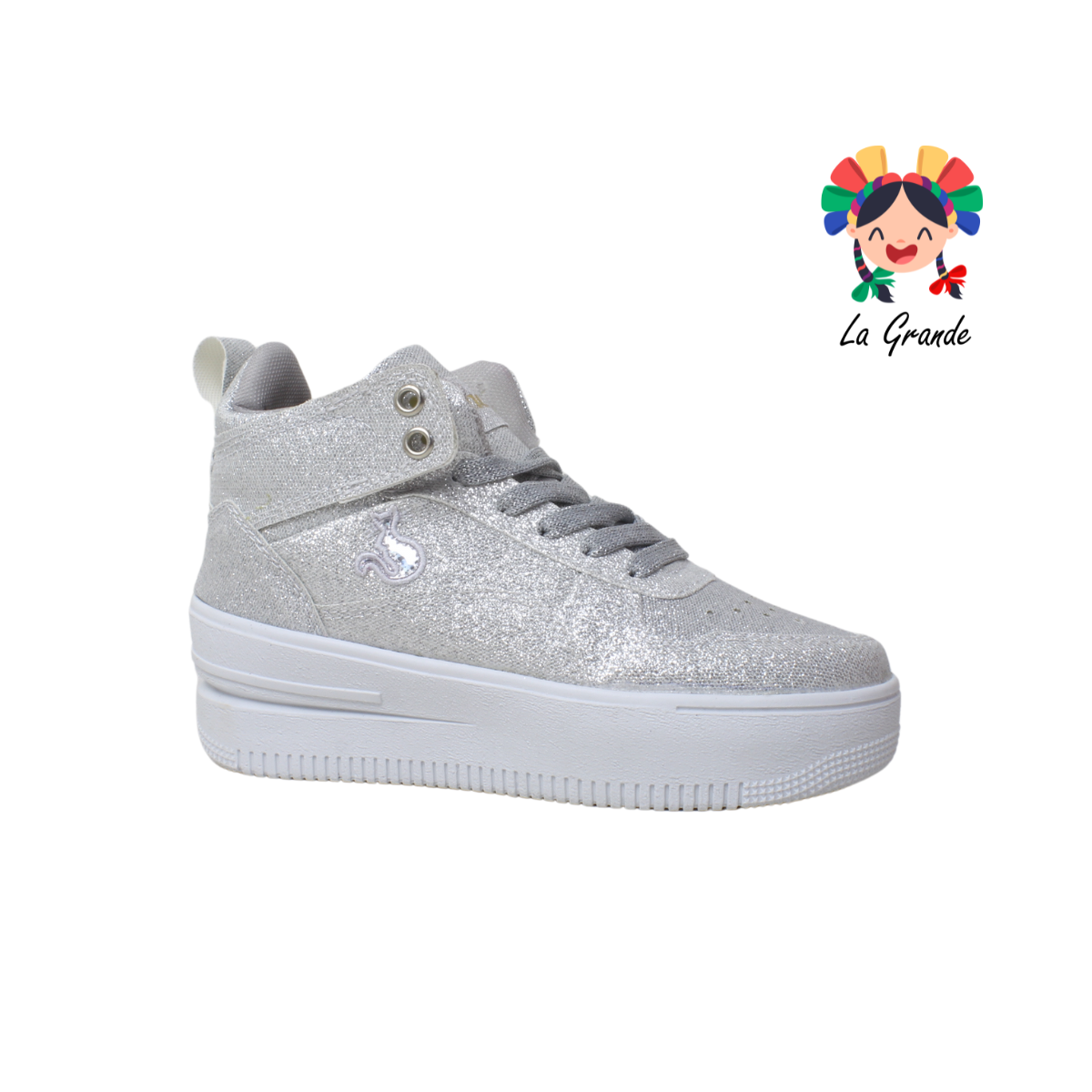 3054 SHADOW Plata Sint Tenis Casual de Glitter para Dama