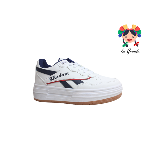 2034 WISDOM Blanco Marino Tenis Casual para Dama y Joven