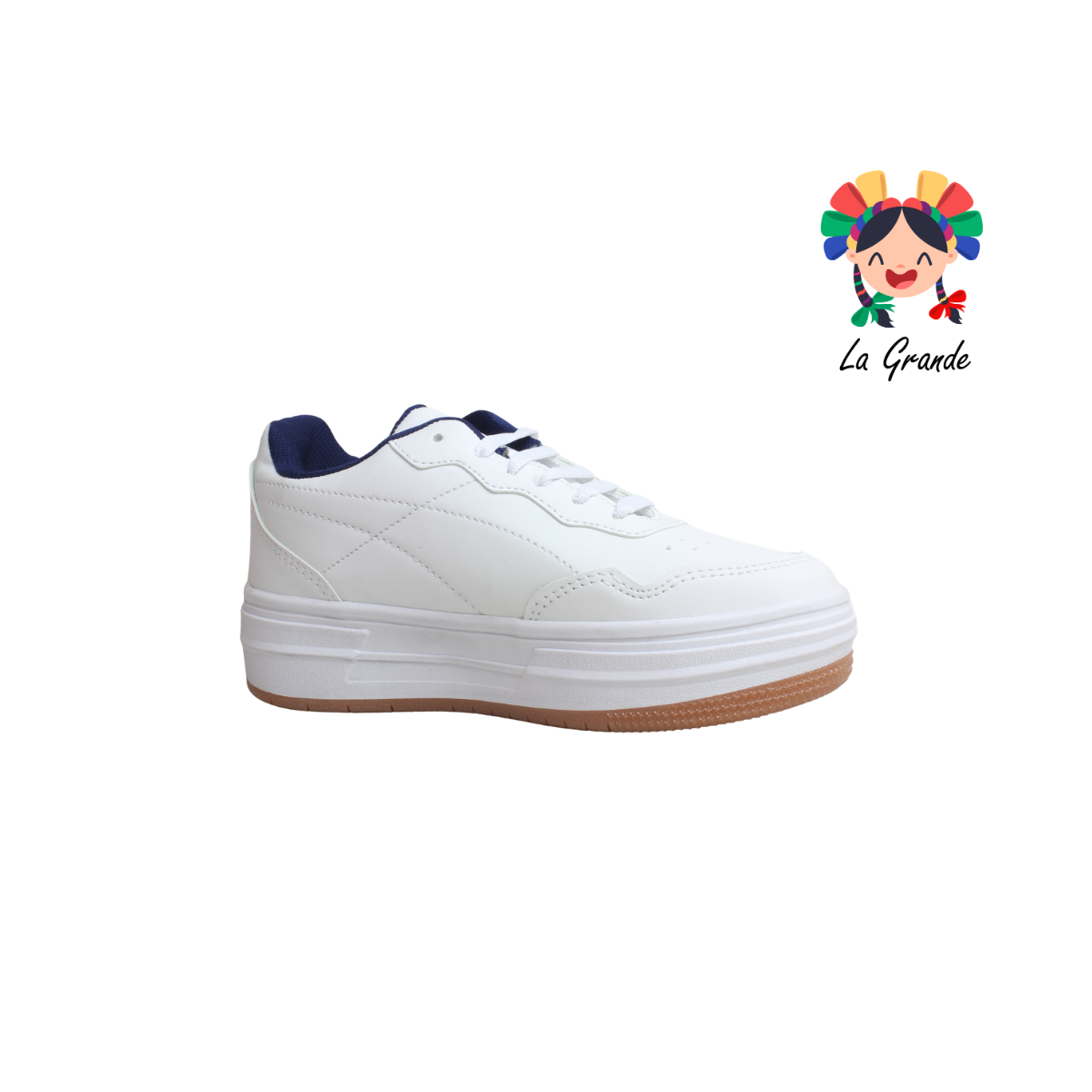 2034 WISDOM Blanco Marino Tenis Casual para Dama y Joven
