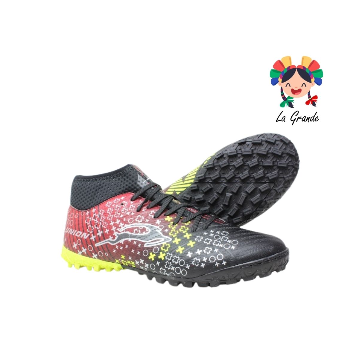3070M UNION Ngo Rojo Neon Tenis de Fútbol Rápido para Caballero