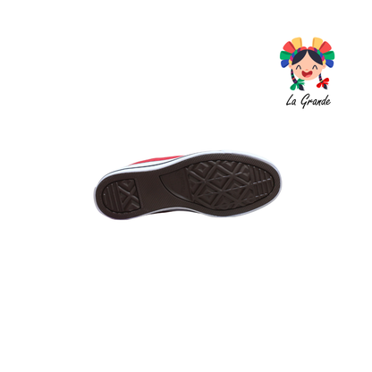 JI CVS Rojo Textil Tenis Casual Importado Original Para Dama, Joven y Caballero