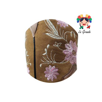 7FLOR RODEO Café Bordado Bota Vaquera para Dama