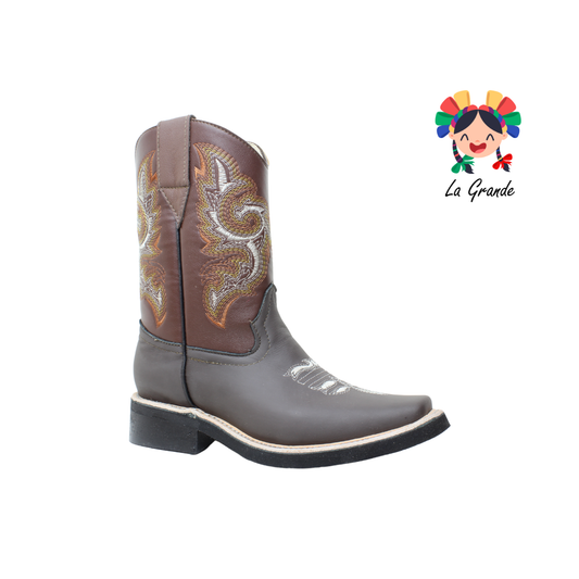 BUHO RODEO Café Bordado Bota Vaquera Casual para Joven