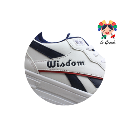 2034 WISDOM Blanco Marino Tenis Casual para Dama y Joven