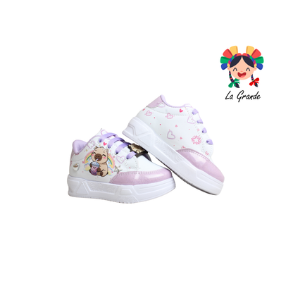 T3-02 DANIELS Blanco Lila Lumino Tenis Casual para Niña