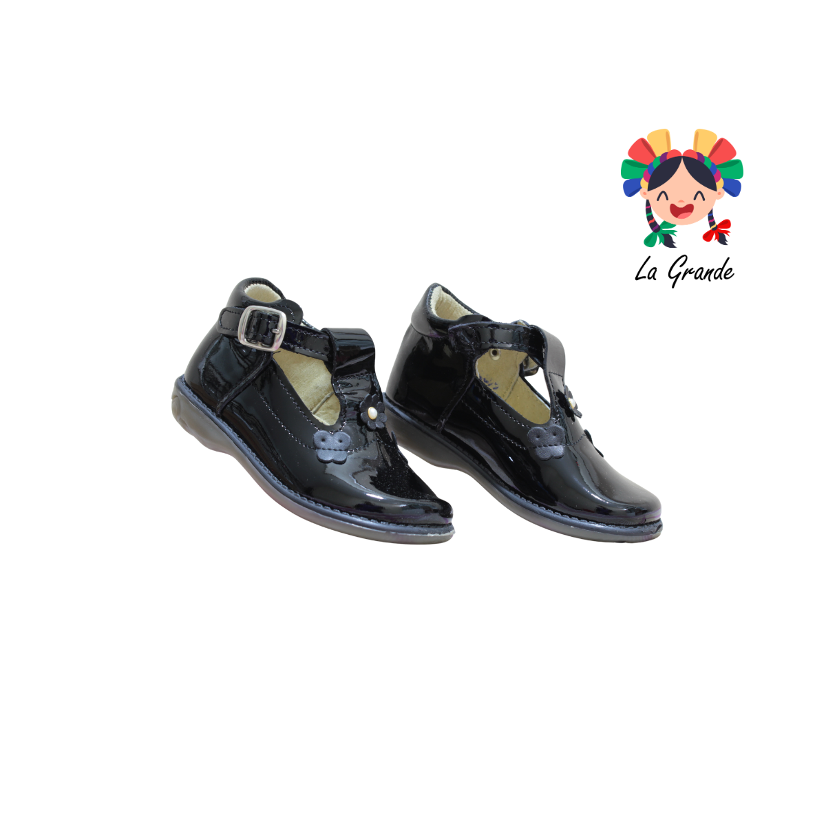 331 WIZZYZ Negro Piel Zapato Casual para Niña