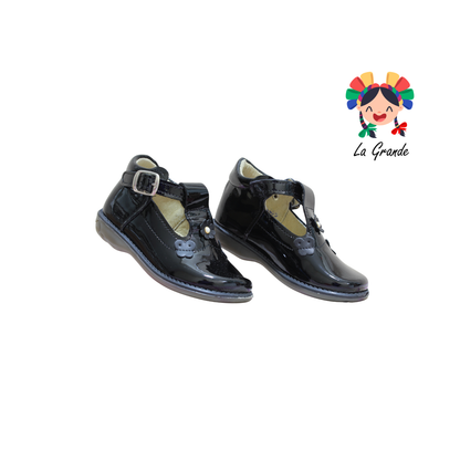 331 WIZZYZ Negro Piel Zapato Casual para Niña