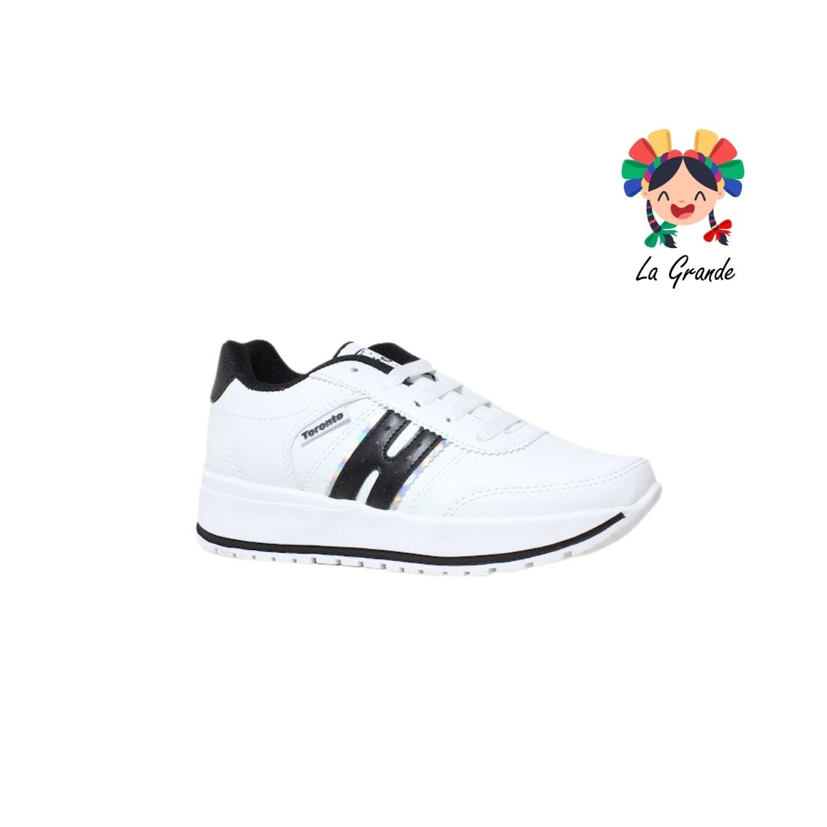 310 TORONTO Blanco Negro Sintético Tenis Casual para Dama y Joven