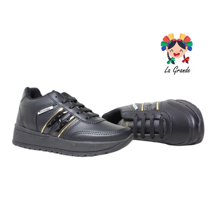 310 TORONTO Negro Oro Sintético Tenis Casual para Dama y Joven