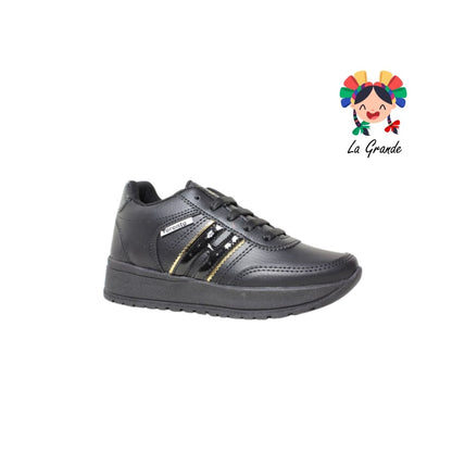 310 TORONTO Negro Oro Sintético Tenis Casual para Dama y Joven